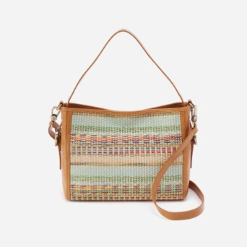 HOBO SMALL RENDER SEA DREAM STRIPE MULTI COLOR WEAVE & TAN LEATHER TRIM
